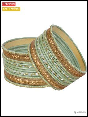 Gold Plated Bangle Bracelet Set of 24 Metal Indian Bollywood Jewelry